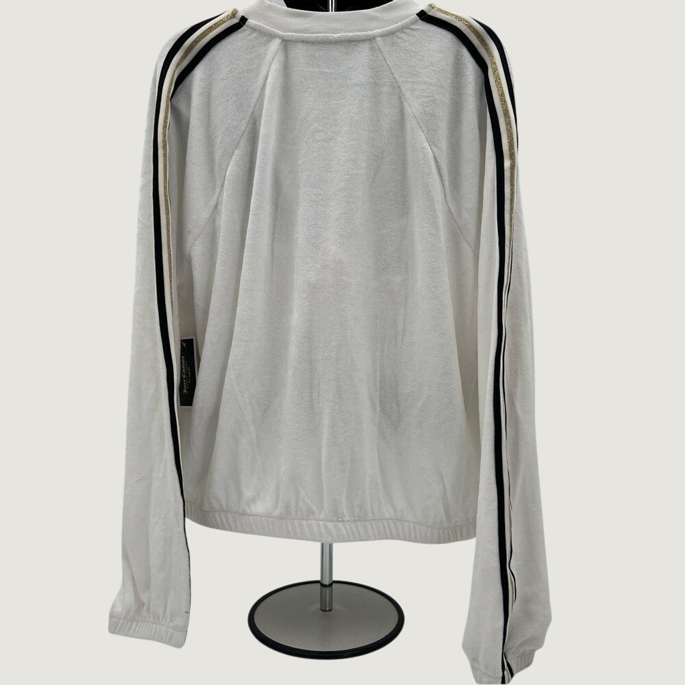 Juicy Couture Black Label White Microterry Track‎ Jacket Racer Stripe XL NWT - Picture 12 of 15